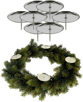 cepewa 8x stuks theelichthouders instekers zilver voor een kerststukje 6 cm