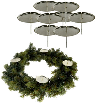 cepewa 8x stuks theelichthouders instekers zilver voor een kerststukje 7,5 cm