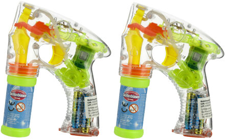 cepewa Bellenblaas speelgoed pistool - 2x - met LED licht - 17 cm - plastic