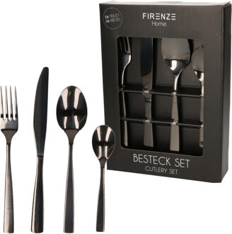 cepewa Bestekset 48-delig mat zwart voor 12 personen