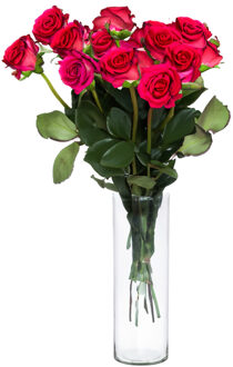 cepewa Bloemenvaas Cylinder - helder transparant - glas - D15 x H40 cm - hand geblazen glas