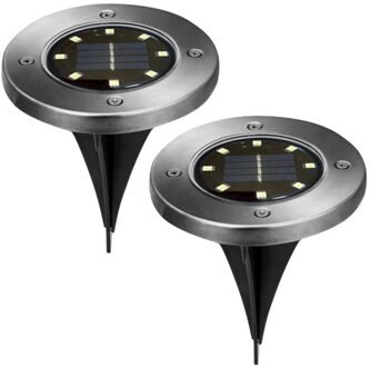 cepewa Buiten prik spot - 2x - solar verlichting - tuinpad/plant verlichting - LED - 12 cm