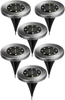 cepewa Buiten prik spot - 6x - solar verlichting - tuinpad/plant verlichting - LED - 12 cm