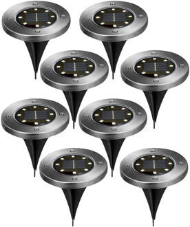 cepewa Buiten prik spot - 8x - solar verlichting - tuinpad/plant verlichting - LED - 12 cm
