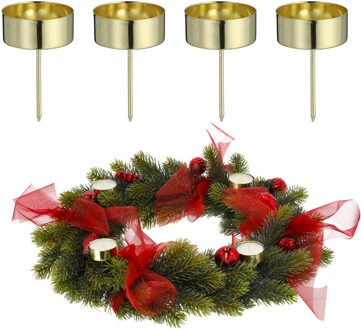 cepewa Cepawa Kaarsenhouders - 4x - goud - waxinelichthouders - Kerststukjes Goudkleurig