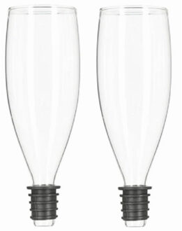 cepewa Champagnefles schenkdop champagneglas - 2x - Gadgets - funkado - vrijgezellenfeest - moederda