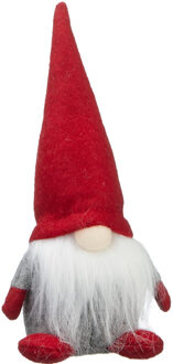 cepewa Decoratie gnome/dwerg - rood - 18 cm - pluche - kerst decoratie pop/knuffel