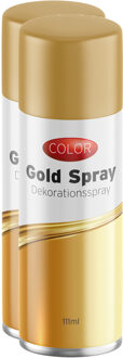 cepewa Decoratie spray goud / goudspray - 2x stuks - busje van 111 ml - spuitbus verf