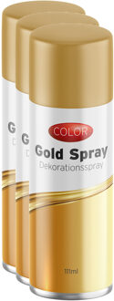cepewa Decoratie spray goud / goudspray - 3x stuks - busje van 111 ml - spuitbus verf