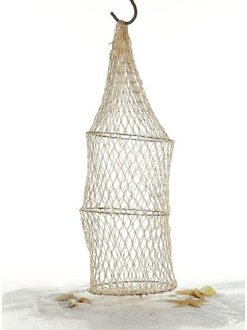 cepewa Decoratie visnet - met 3 ringen - 16 x 48 cm - vissers fuik - Siernet - nautisch net Beige