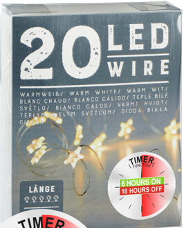 cepewa Draadverlichting sterren - 220 cm - 20 leds - warm wit - batterij met timer