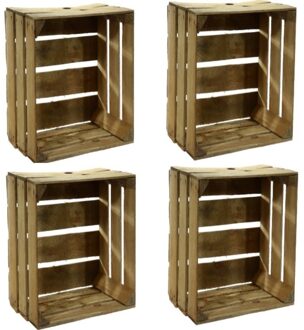 cepewa Fruitkist - 4x - gebruikt - decoratie en opbergkist - 30 x 40 x 50 cm - hout
