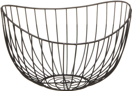 cepewa Fruitschaal - metaal - zwart - 26 x 17 x 24 cm - rond - fruitmand