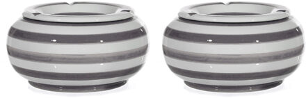 cepewa Grote stormasbak - 2x - grijs/wit gestreept - 23 cm - dolomiet - Rookwaren toebehoren