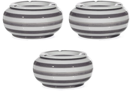 cepewa Grote stormasbak - 3x - grijs/wit gestreept - 23 cm - dolomiet - Rookwaren toebehoren