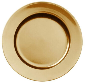 cepewa Kaarsenbord-plateau - goud - kunststof - rond - D33 cm - Kaarsenplateaus Goudkleurig