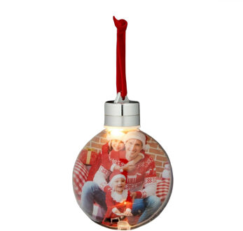 cepewa Kerstballen - 1 stuk - DIY - foto/fotolijs - 8 cm - met verlichting