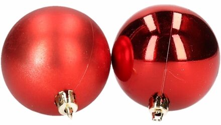 cepewa Kerstballen - 28x stuks - rood - 6 cm - kunststof - mat/glans - Kerstbal