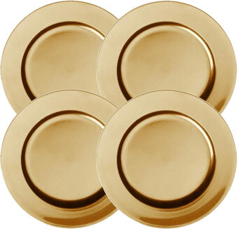 cepewa kerstdiner onderbord - Set van 4x stuks - goud - kunststof - 33 cm