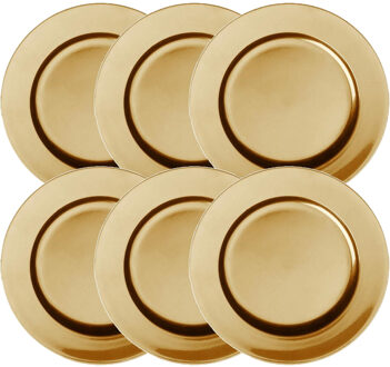 cepewa kerstdiner onderbord - Set van 8x stuks - goud - kunststof - 33 cm