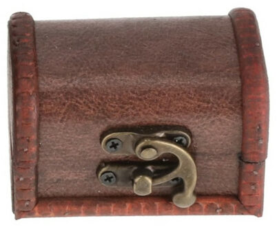 cepewa Klein sieradenkistje met sluiting/deksel - 8 x 5 x 5 cm - old look schatkist stijl - bruin - hout