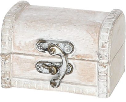 cepewa Klein sieradenkistje met sluiting/deksel - 8 x 5 x 5 cm - old look schatkist stijl - naturel - hout