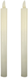cepewa Led dinerkaarsen - 2x stuks - LED-verlichting met timer - wit - 25 cm - op batterijen