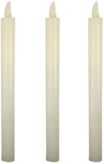 cepewa Led dinerkaarsen - 3x stuks - LED-verlichting met timer - wit - 25 cm - op batterijen