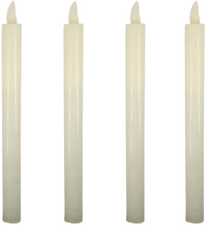 cepewa Led dinerkaarsen - 4x stuks - LED-verlichting met timer - wit - 25 cm - op batterijen