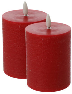 cepewa LED kaars/stompkaars - 2x - rood - D7,5 x H10 cm - flikkerend licht
