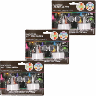 cepewa LED theelichtjes - 6x st - gekleurd - D4 cm - theelichtjes - waxinekaarsjes