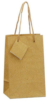 cepewa Luxe gouden papieren giftbags/cadeau tasjes - met glitters - 12.5 x 20 cm
