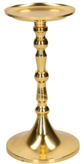 cepewa Luxe kaarsenhouder/kandelaar klassiek goud metaal 10 x 10 x 22 cm - kaars kandelaars Goudkleurig
