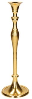 cepewa Luxe kaarsenhouder/kandelaar klassiek goud metaal 10 x 10 x 33 cm - kaars kandelaars Goudkleurig