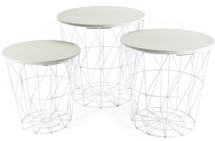 cepewa Plantenstandaarden - 3 ST - rond - metaal - licht hout - 30/35/40 cm