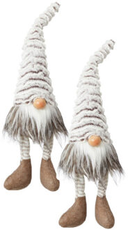 cepewa Pluche Gnome - 2x stuks - grijs - 37 cm - decoratie pop - knuffel - kerstversiering