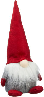 cepewa Pluche gnome/dwerg decoratie pop/knuffel met rode muts 30 cm Rood
