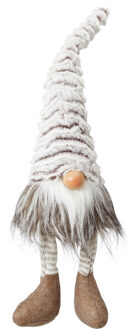 cepewa Pluche Gnome - grijs - 37 cm - decoratie pop - knuffel - kerstversiering