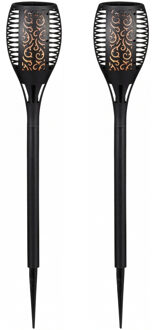 cepewa Pro Garden Solar tuinlamp / fakkel / prikspot - 2x - vlameffect - zonne-energie - 58 cm