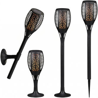 cepewa Pro Garden Solar tuinlamp / fakkel / prikspot - vlameffect - zonne-energie - 58 cm