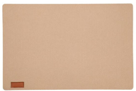 cepewa Rechthoekige placemat - vilt - beige - 30 x 45 cm - met ronde hoeken - tafeldecoratie