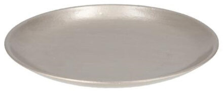 cepewa Rond kaarsenbord/kaarsenplateau zilver hout 28 cm - Kaarsenplateaus Zilverkleurig