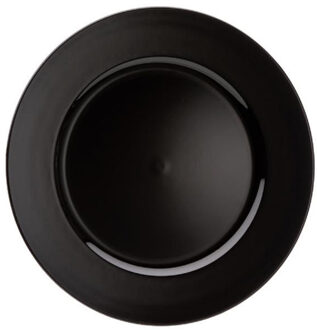 cepewa Rond kaarsenbord/kaarsenplateau zwart kunststof 33 cm