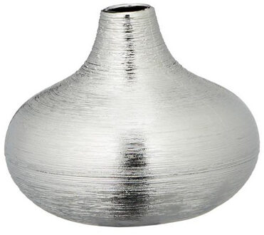 cepewa Ronde bol bloemenvaas zilver van keramiek 13 x 16 cm