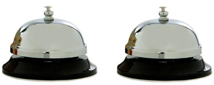 Cepewa ronde receptiebel / baliebel - 2x stuks - zilver - 8,5 cm - metaal