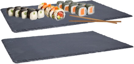 cepewa Serveerplank - Set van 2x stuks - leisteen - 45 x 30 cm - snack dienblad - stijlvol