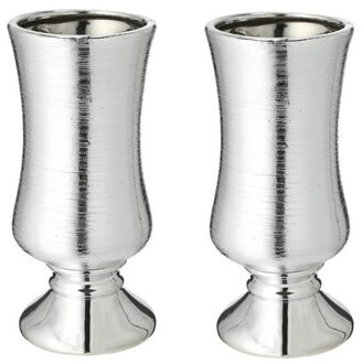 cepewa Set van 2x stuks bloemenvaas kelk zilver van keramiek 24 cm