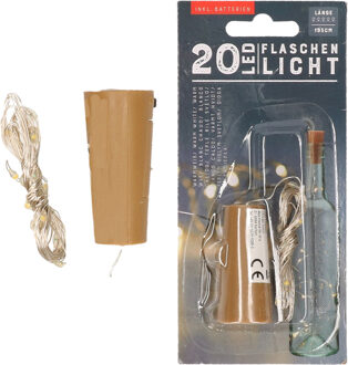 cepewa Set van 2x stuks flesverlichting LED lichtsnoer 195 cm met kurk voor wijnfles