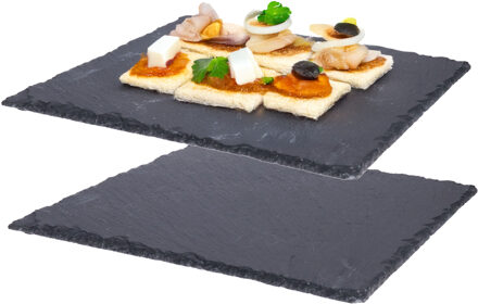 cepewa Set van 2x stuks leisteen serveerplank voor voedsel en hapjes 25 x 25 cm