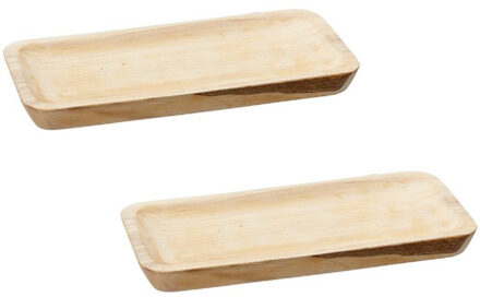 cepewa Set van 2x stuks rechthoekig kaarsenbord/kaarsenplateau hout 35 x 3 x 17 cm